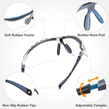 TICONN Anti-Fog Safety Glasses for Men and Women, ANSI Z87.1 Scratch Proof Eye Goggles with Adjustable Arms and UV Protection - style: 3 Pack/Clear