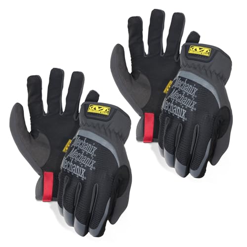 Mechanix Wear FastFit Work Gloves - Anti-Slip & Abrasion Resistant Heavy Duty Gloves - Touchscreen Compatible - Vibration Damping - Multipurpose Use - Medium - Black - 2 Pack - color: Black, size: Medium, style: 2 Pairs