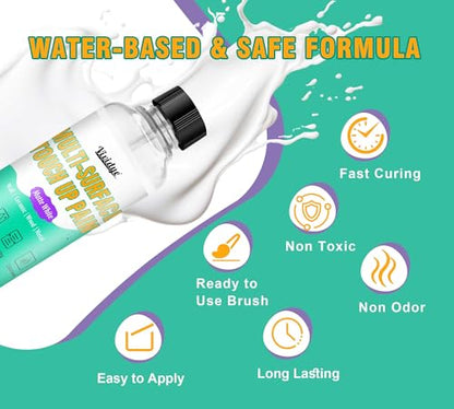 Touch Up Paint Kit 7oz - High Gloss and Matte White Touch Up Paint Pen, Multi-Surface Wall Paint for Scratches, Chips, Cracks on Door, Cabinets, Furniture, Wood, Ceramic, Fast Drying ＆ Water-based
