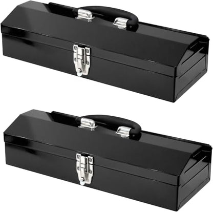 2PC Portable Tool Box, Metal Tool Box, 4 Non-Slip Foot Pads, Ideal for Trailer, Mechanic, DIY-ers, Car Toolbox, Workshops, Garages, Repair Shops,Black - size: 2P-16in-Black
