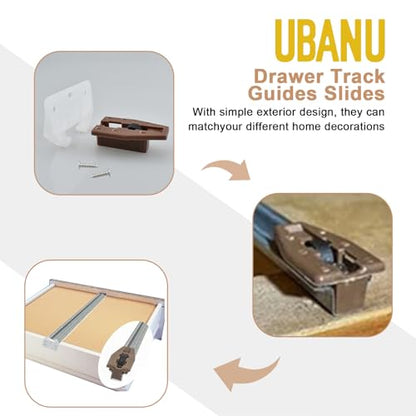 Drawer Slide Guides Bottom Mount, 12 Pack Plastic Drawer Track Rail Guide Bottom Mounting Brackets for Dresser, Cabinet, Closet etc. (Include Mounting Screws)