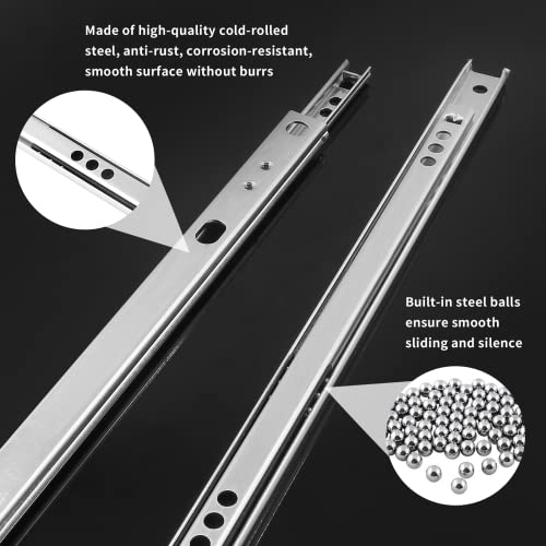 Biaungdo 2 Pcs Drawer Slides, 12"/310mm Metal Ball Bearing Side Mount Drawer Slide, Two Way Slide Track Rail for Drawer, 10kg/22.05" Strong Bearing Capacity, Bright Silver, with Fixing Screw