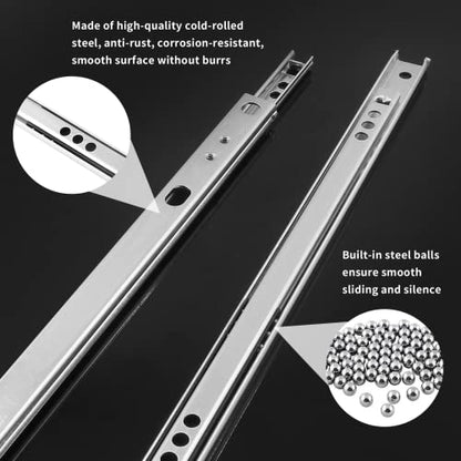Biaungdo 2 Pcs Drawer Slides, 12"/310mm Metal Ball Bearing Side Mount Drawer Slide, Two Way Slide Track Rail for Drawer, 10kg/22.05" Strong Bearing Capacity, Bright Silver, with Fixing Screw