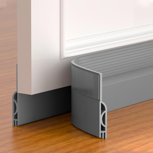Door Draft Stopper,Adjustable Door Sweep for Bottom of Door,Silicone Weather Stripping Door Bottom Seal Blocker Air Noise, Under Door Gap Filler for Interior/Exterior Doors(Grey, 78inch) - color: Gray, size: 78inch