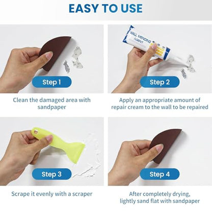 3 Pack Drywall Patch Repair Kit, Wall Mending Agent for Holes & Cracks, Drywall Patch Repair Kit with Spackle Paste, Wall Repair Paste for Nail Holes, Dents & Small Damage