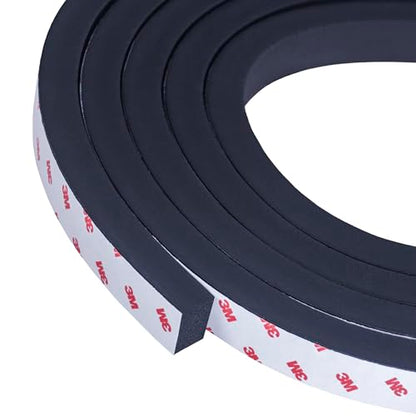 Neoprene Waterproof Rubber Foam 1/2” (w) x 3/8” (h) x 12 Feet Long Weather Stripping Door Seal Insulation Shock-Absorbing 3M Self-Adhesive Tape for Door Frames, Windows – Black, 1 Continuous Roll - size: 3/8" x 1/2" x 12'