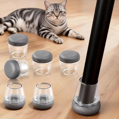 Chair Leg Floor Protectors for Hardwood Floors – Smooth Nylon Base Won’t Trap Cat or Dog Hair, Clear Silicone Caps No Scratch & Silent on Carpet & Tile (32 Pack, Fits 1/2" to 3/4") - color: Clear-32pcs, size: Round Small