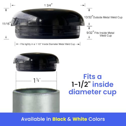 Deluxe Wrought Iron Patio Furniture Feet Glides – Fits 1-1/2" Inside Diameter, Round Plastic Chair Leg Caps, Floor Protector for Chairs, Pack of 25, Black - size: Pack of 25"