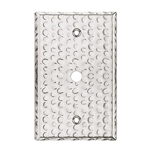 LIDER 0.406" Diameter Hole Phone Cable Metal Wall Plate, Stainless Steel Outlet Cover, Corrosion Resistant, Mid-Size 1-Gang 4.88" x 3.11", Hammered Chrome - color: Hammered Chrome