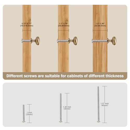Solid Brass Cabinet Knobs 15 Pack, Brushed Gold Drawer Knobs, Antique Brass Dresser Knobs, Warm Gold Kitchen Furniture Hardware, Diameter 1-1/5" - color: Warm Gold