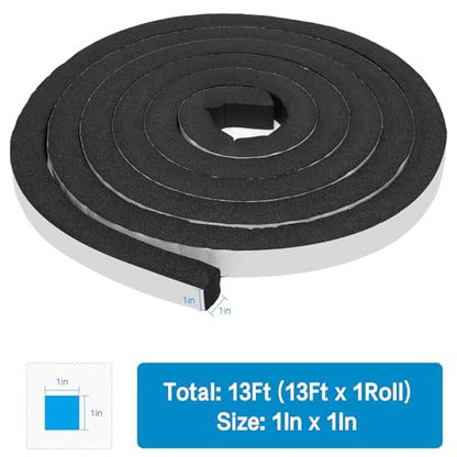 Foam Insulation Tape, 1In x 1In x 13Ft Weather Stripping Door Seal Strip for Doors and Windows,Sliding Door, Soundproofing Door Seal,Weatherstrip,Air Conditioning Seal Strip - size: 1In x 1In x 13Ft