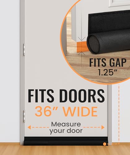 Everlasting Comfort One Sided Door Draft Stopper for Bottom of Door, Quick Install, Sound Proofing Strip Gap Filler, Blocks Cold Air & Noise for Home, Bedroom and Apartment Insulation, Fits 36" Doors