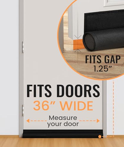 Everlasting Comfort One Sided Door Draft Stopper for Bottom of Door, Quick Install, Sound Proofing Strip Gap Filler, Blocks Cold Air & Noise for Home, Bedroom and Apartment Insulation, Fits 36" Doors