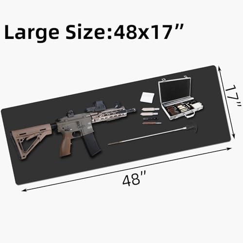 Large Gun Gleaning Mat for Pistol Rifle Shotgun, Oil-Resistant Gun Cleaning Pad, Non-Slip Waterproof Leather Workbench Mat Desk Pad for Gun Maintenance - color: Black, style: 48"x17"