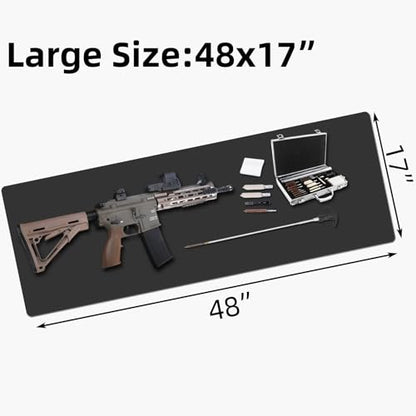 Large Gun Gleaning Mat for Pistol Rifle Shotgun, Oil-Resistant Gun Cleaning Pad, Non-Slip Waterproof Leather Workbench Mat Desk Pad for Gun Maintenance - color: Black, style: 48"x17"