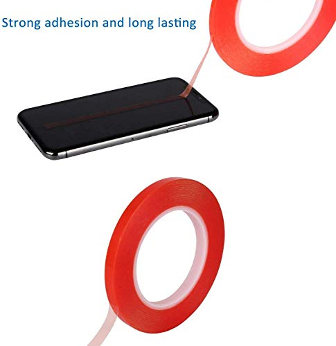 Pimoys 2mm / 3mm x 25m Double Sided Phone Adhesive Tape, 2 Rolls Heat Resistant High Adhesion Transparent Acrylic Tape, LCD Screen Sticker for Cell Phone Touch Screen Repair - size: 2mm / 3mm