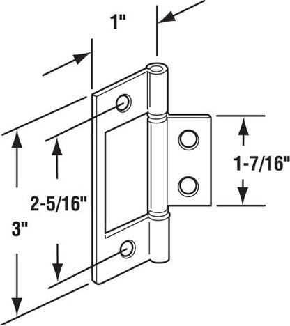 Prime-Line N 6656 Bi-Fold Door Hinges, Non-Mortise Style, Brass Plated (6 Pack) - size: 6 Pack