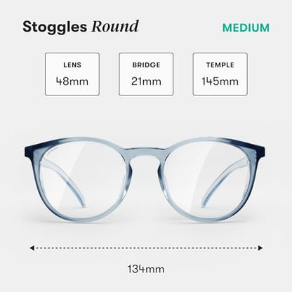 Stoggles Round Z87.1 Certified Polycarbonate Safety Glasses, Scratch & Shatter-Proof, Blue-Light & UV Blocking Lens, Top & Side Shields, Anti-Fog Dip Coated, Durable, Protective & Stylish Eyewear - color: Denim