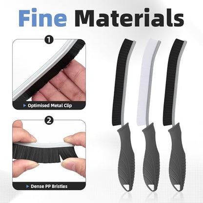 FOOGWEE Hard Bristle Crevice Cleaning Brush - Cleaning Supplies - Grout Cleaning Brushes for Household Use - Crevice Cleaning Tool for Bathroom, Home and Kitchen (3, Grey) - color: Gray