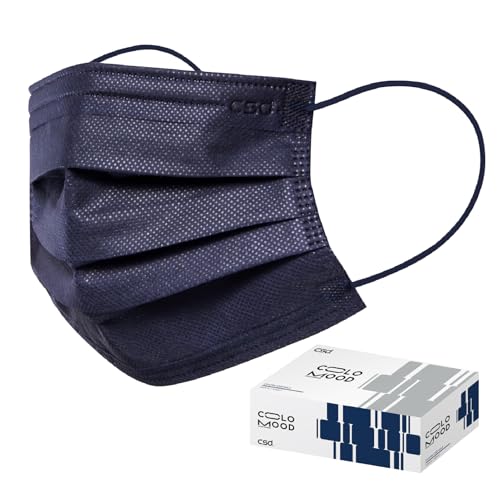 CSD Colo 30 Pcs Navy Blue Disposable Face Masks, 3 Ply Adult Mask with Elastic Ear Loop, Nose Bridge Clip, Breathable Comfortable Mask Great for Indoor, Outdoors Use (Dark Denim) - color: Dark Denim