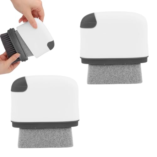 2pcs 2-in-1 Groove Cleaning Brush, 2025 Upgraded Crack Cleaner Tool Handheld Grout Brush for Window Tracks Sliding Doors Sills Tile Lines (Dark Gray) - color: Dark Gray