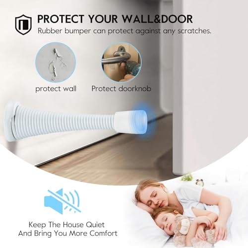 HOME MASTER HARDWARE 12 Pack Spring Door Stops, 3 Inch Wall Mounted Spring Doorstop, with Rubber Bumper, White - color: ‎White