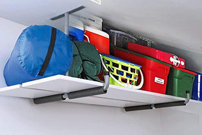 Ihomepark Overhead Garage Storage Rack, Heavy Duty Ceiling Mounted Garage Hooks Utility Hanger for Lumber Bike Tools(4 Pack, Black) - size: 4 Pack