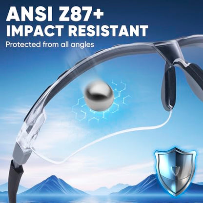 TICONN Anti-Fog Safety Glasses for Men and Women, ANSI Z87.1 Scratch Proof Eye Goggles with Adjustable Arms and UV Protection - style: 1 Pack/Clear