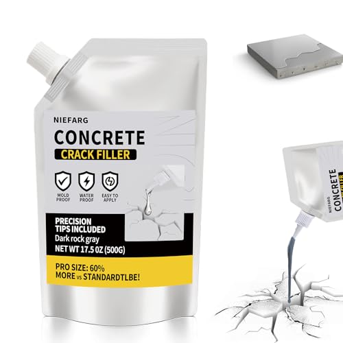 Concrete Crack Filler for Driveway, High Elasticity Cement Crack Filler, Self Leveling Quick Drying Sealing Adhesive for Outdoor, Patio, Waterproof (17.6 Floz) - size: 17.6 fl oz (1.1 lb)