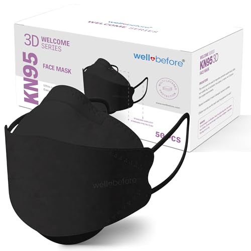 Well Before Welcome Series 3D KN95 Face Mask, Regular, Pack of 50 - color: Black