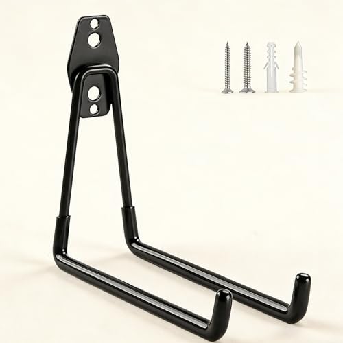 Large Wall-Mounted Garage Organization Rack, Industrial-Grade Garage Storage Hooks, Space-Saving Storage Solution for Ladders, Bicycles, and Tools, Black