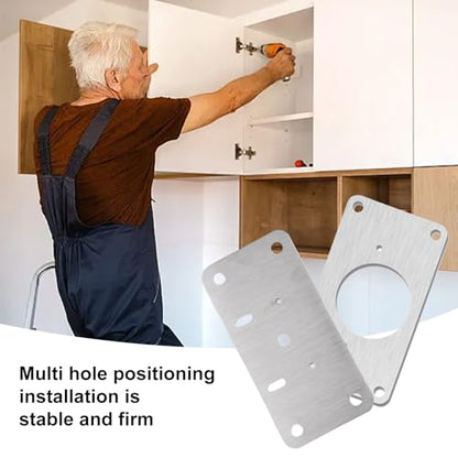 12 Pack Cabinet Hinge Repair Plate, Cabinet Doors Hinge Repair Kit, Stainless Steel Furniture Drawer Window Repair Plates with Mounting Screws, Easy to Install