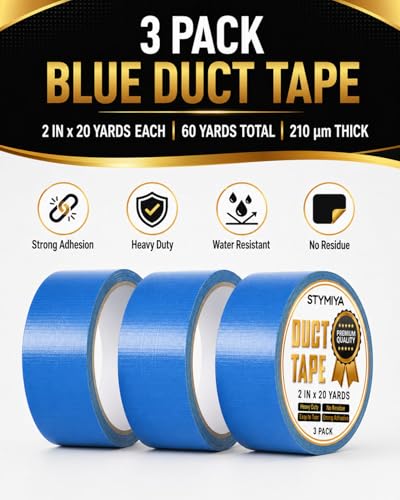 Blue Duct Tape Heavy Duty: 3 Rolls*2IN*20Yards Wide Waterproof Outdoor Duck Furniture Repair Tape Bulk - Strong Adhesive Weather UV Resistant No-Residue Masking Tapes Patterns Variety - color: Blue, size: 3*2in*20yards