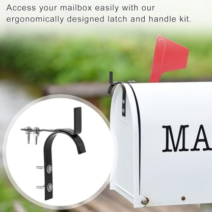 Mailbox Latch and Handle Kit, Metal Secure Replacement Set for Mailbox Door Repair Accessories with Screws Gaskets Nuts Easy to Install Compatible with Most Standard Mail Boxes