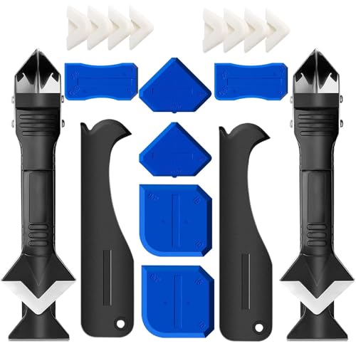 Silicone Caulking Tool, 3 in 1 Silicone Remover Multi Tool, Glazing Compound Finishing Tool, Caulk Remover Tool, for Bathroom,Kitchen,Floor,Window,Sink Joint,Frames Seal(2 sets) - color: 3 in 1 Tool(2 Sets)