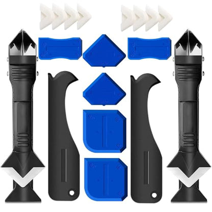 Silicone Caulking Tool, 3 in 1 Silicone Remover Multi Tool, Glazing Compound Finishing Tool, Caulk Remover Tool, for Bathroom,Kitchen,Floor,Window,Sink Joint,Frames Seal(2 sets) - color: 3 in 1 Tool(2 Sets)