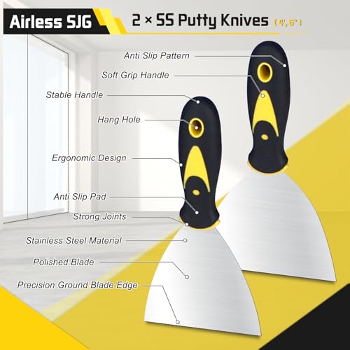14PCS Drywall Knife Set, Hand Tool Kit Include Stainless Steel Putty Knives, Taping Knives, Painter Scraper, 14" Drywall Mud Pan,Oxford Carry Bag & Sanding Block,Spackle Tools for Home
