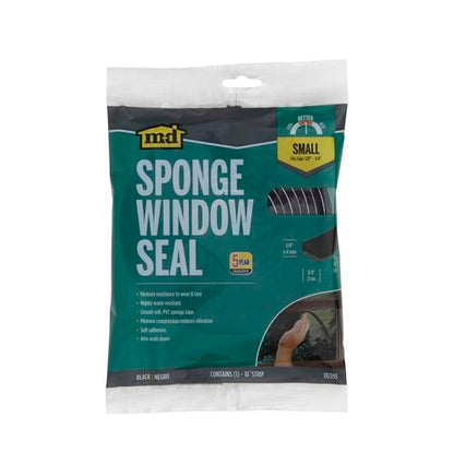M-D Building Products 06593 1/4 in. x 3/4 in. x 10 ft. Black Sponge Window Seal for Small Gaps - size: 1/4" X 3/4"