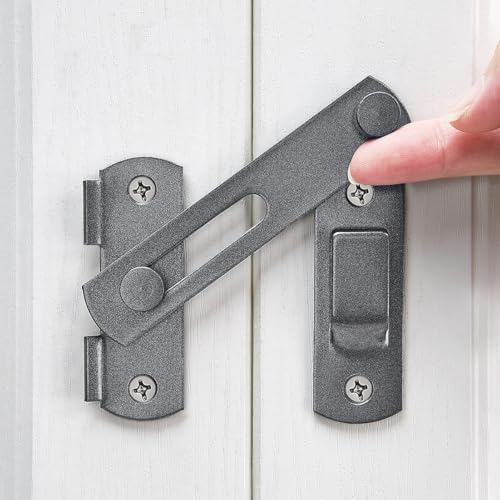 INIRET 2 Packs Barn Door Latches，3.93” x 2.75” Grey Stainless Steel barn gate flip Door Latch Bi-fold Door Lock,Sliding Door Antique Lock Gate Latches Wine Cabinet Closet Door Latches - color: Gray