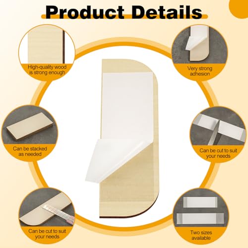 MorningRo 24 Set 3. 5 Inch Hinge Repair Wooden Plate Door Hole Spacers Cover Plate Hinge Filler Wood Repair Kit Door Shim Bulk Kitchen Cabinet Hinges Cabinet Blank with 56 Double Sided Tape(Log)