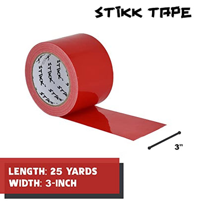 STIKK Duct Tape - Red Duck Tape - 3 inch x 25 Yards - Heavy Duty Tape for Repairs, Household Projects - for Commercial HVAC and Construction - Effective Heavy Duty Waterproof Duct Tape - color: Red