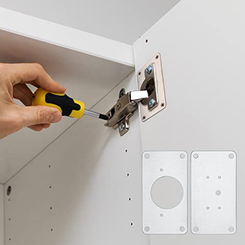 16Pcs Cabinet Hinges Repair Plates, Cabinet Doors Hinge Repair Kit Stainless Steel Furniture Cabinet Drawer Window Repair Plates with Screwdriver