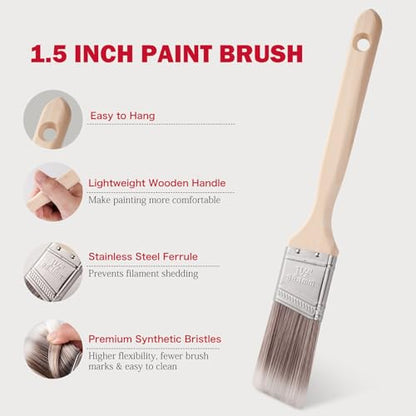 Mister Rui 4 Inch Paint Roller Kit, 12-Piece Mini Roller Set with 6 Microfiber Sleeves, Tray, Liner & Cover, Handle, 1.5" Angled Brush - for Walls, Cabinets, DIY & Pro Painting