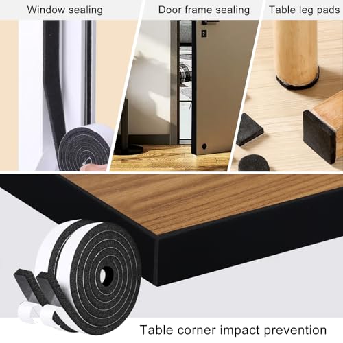 Storystore Foam Insulation Tape Self Adhesive, 1/2In x 1/2In x 13Ft Weather Stripping for Doors and Windows, Sound Proof Soundproofing Door Seal, Weatherstrip, Air Conditioning Seal Strip - size: 1/2In x 1/2In x 13Ft
