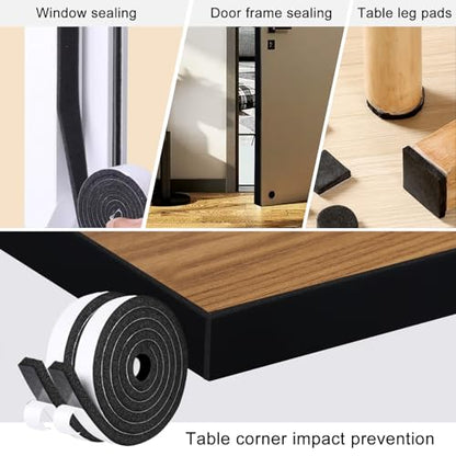 Storystore Foam Insulation Tape Self Adhesive, 1/2In x 1/2In x 13Ft Weather Stripping for Doors and Windows, Sound Proof Soundproofing Door Seal, Weatherstrip, Air Conditioning Seal Strip - size: 1/2In x 1/2In x 13Ft