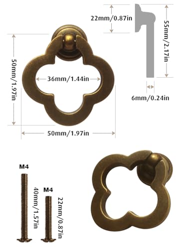 55mm 6 Pack Cupboard Cabinet Knobs, Antique Brass Solid Dresser Drawer knobs with Screws, Cupboard Knobs for Kitchen Bedroom Bathroom - color: Antique Brass