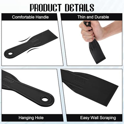 5 PCS Plastic Putty Knife, 2 Inch Flexible Plastic Paint Scraper Tool for Taping Drywall Wall Painting Putty Knives Set Spreader Spackle Tool for Spackling Patching Flexible Putty Knife, Black