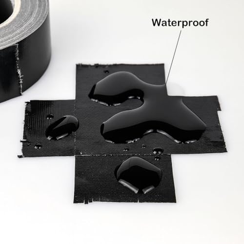 Black Duct Tape - Heavy Duty Waterproof Tape 1.88 Inch Wide - Strong Adhesive, Extra Thickness, Tear by Hand - Great for Indoor & Outdoor Use, Moving Boxes, Repairs - 45 Ft - color: Black