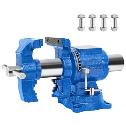 6-Inch Heavy Duty Bench Vise Ductile Iron Bench Vise 360° Multi-Purpose Bench Vice with Anvil, Clamp force 9900lbs, Blue Swivel Vise - size: 6-inch UPG