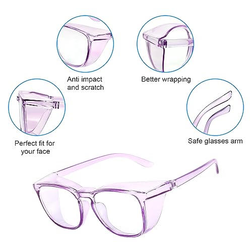 Stylish Safety Glasses Goggles for Women Girls Anti-fog Glasses Protective Eyewear Clear Glasses - color: Purple